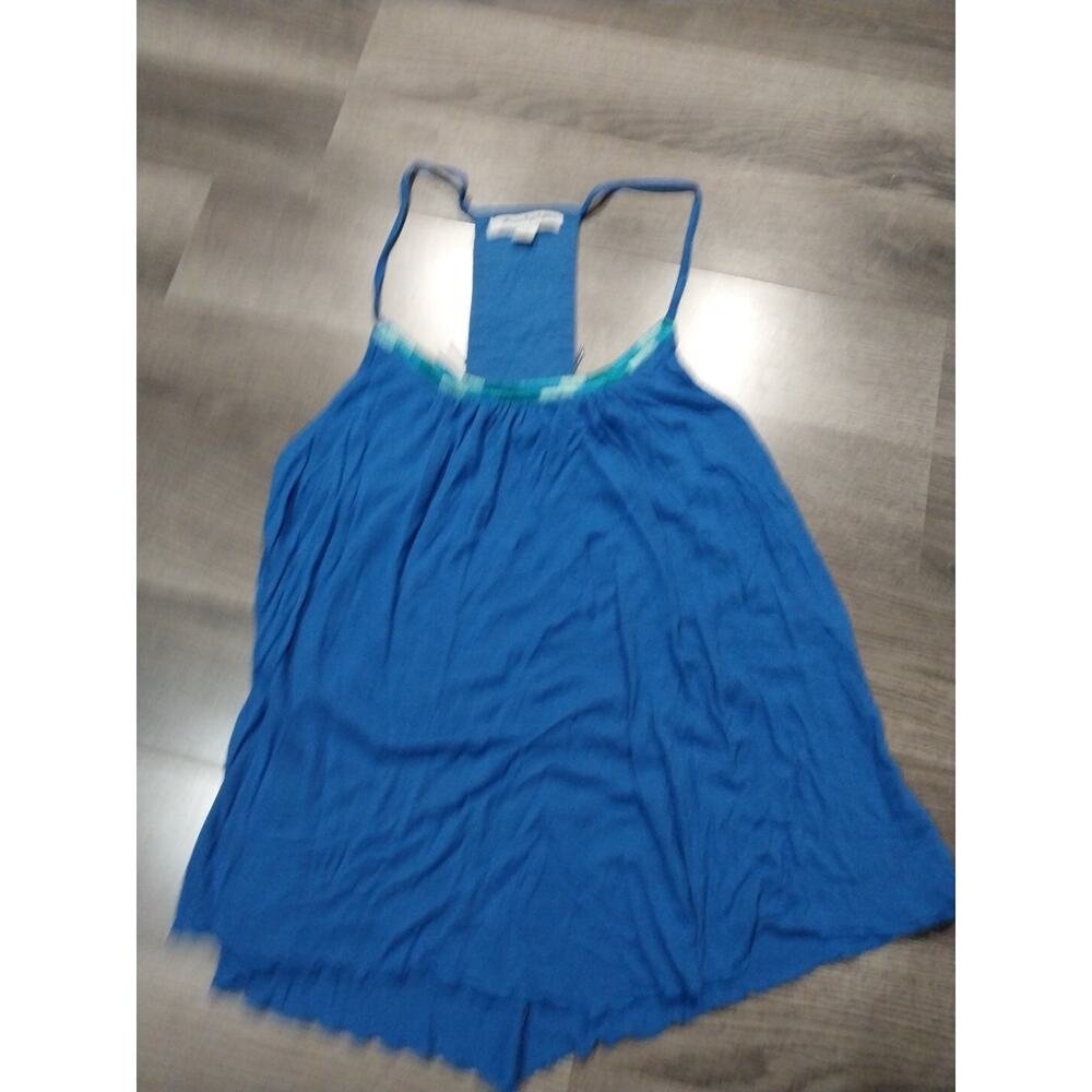 Americn Eagle Outfitters Blue Beaded Spaghetti Strap Tank Top Womens